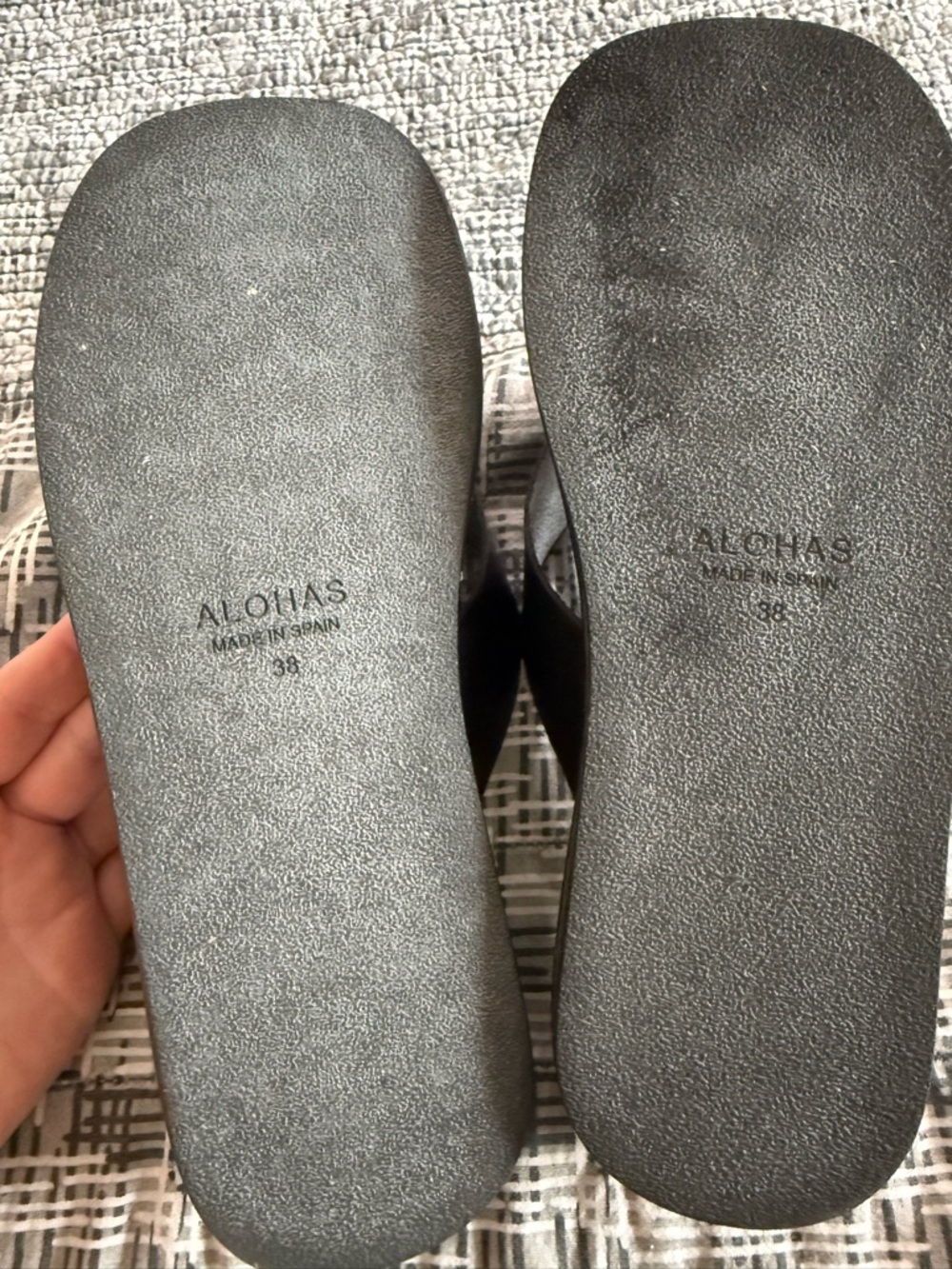 ALOHAS Black Leather Overcast Platform Thong Sandals Flip Flops Size EU 38 - Picture 7 of 9